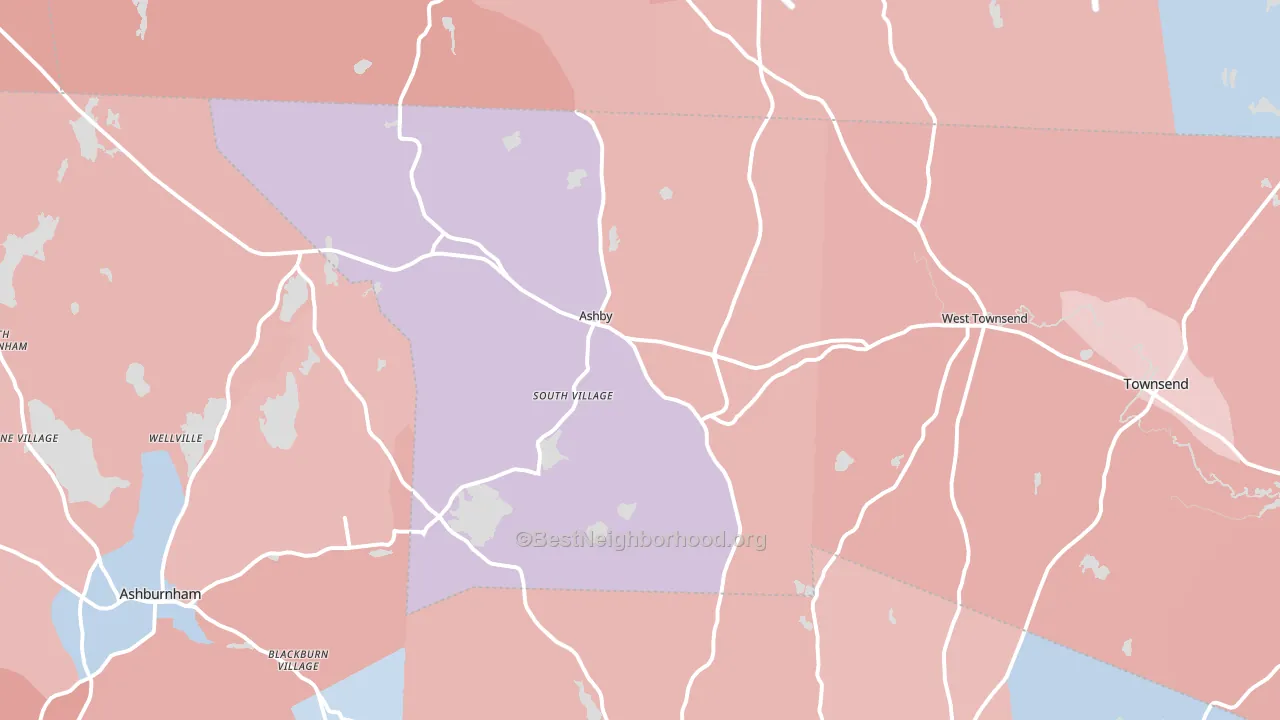 Ashby, MA block-group political-lean map
