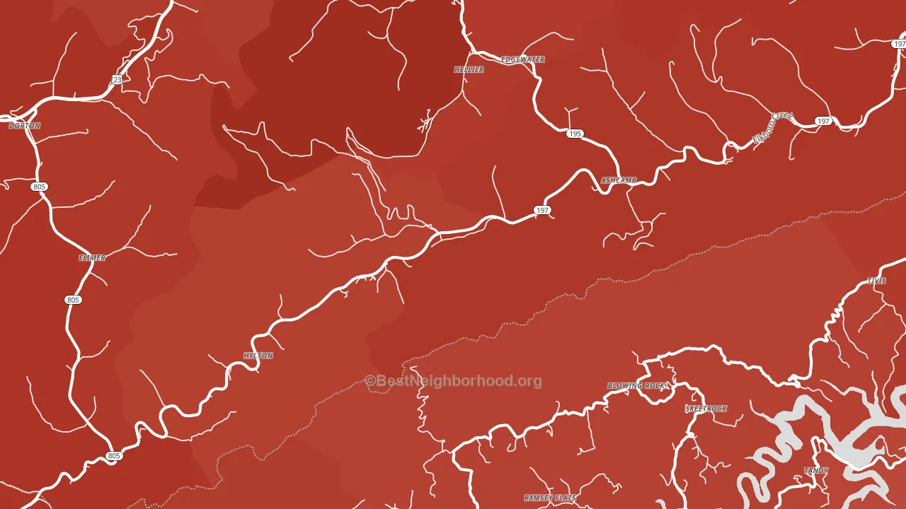 Ashcamp, KY block-group political-lean map