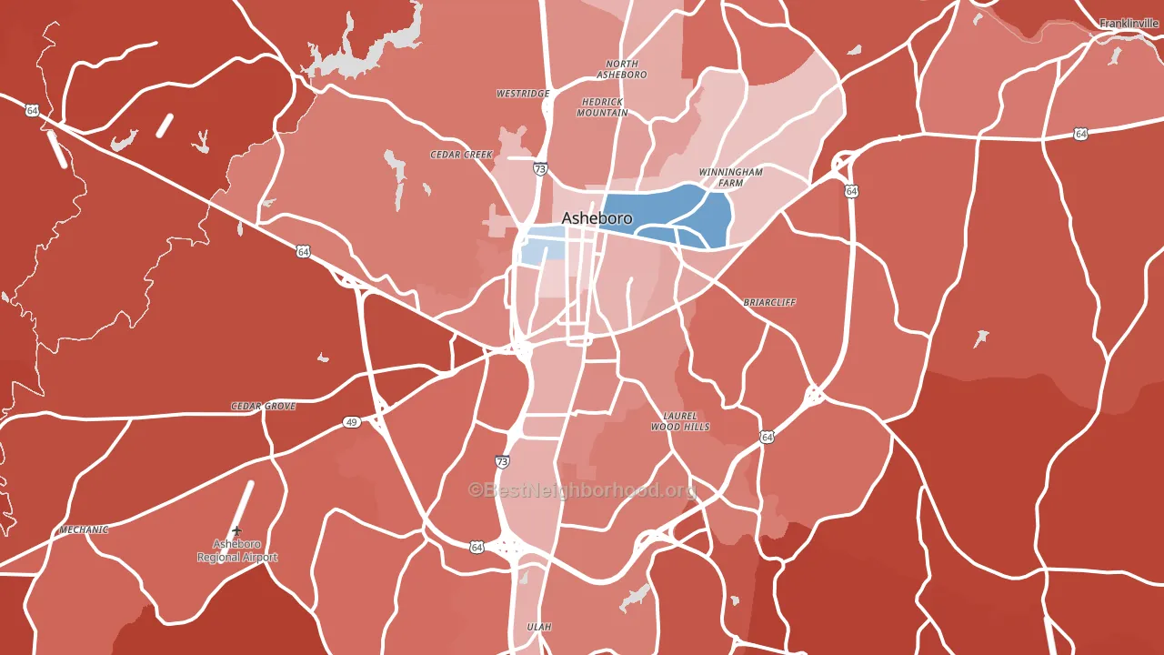Asheboro, NC block-group political-lean map