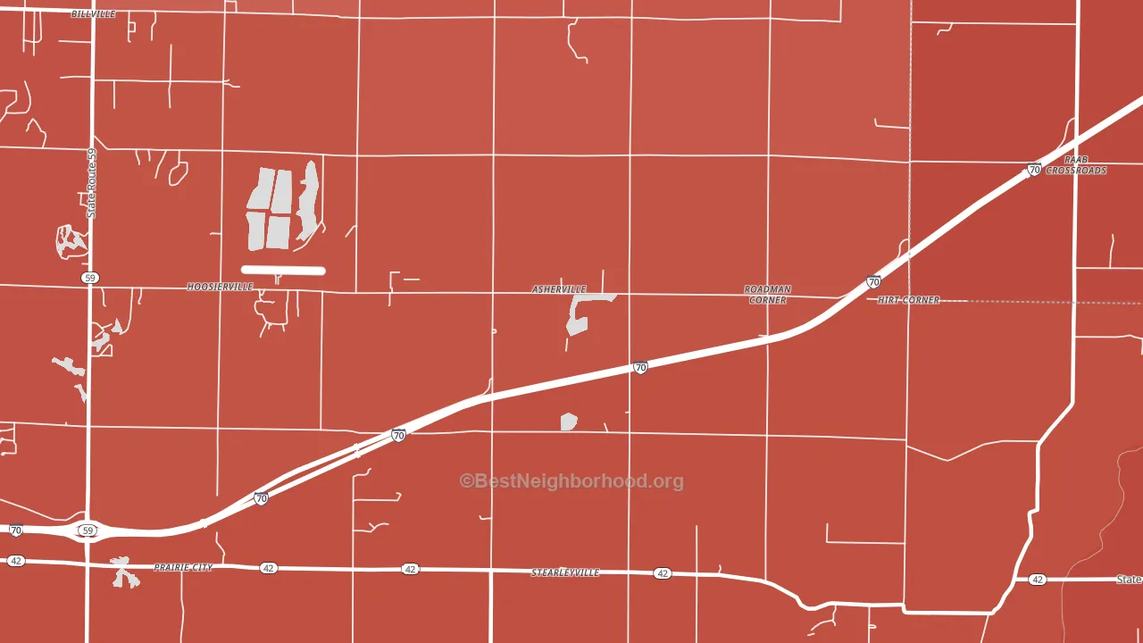 Asherville, IN block-group political-lean map