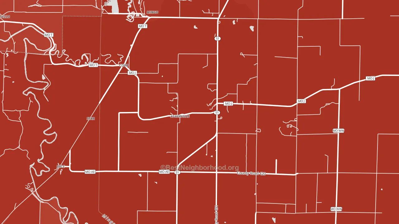 Asherville, MO block-group political-lean map
