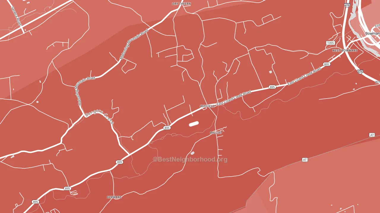 Ashfield, PA block-group political-lean map