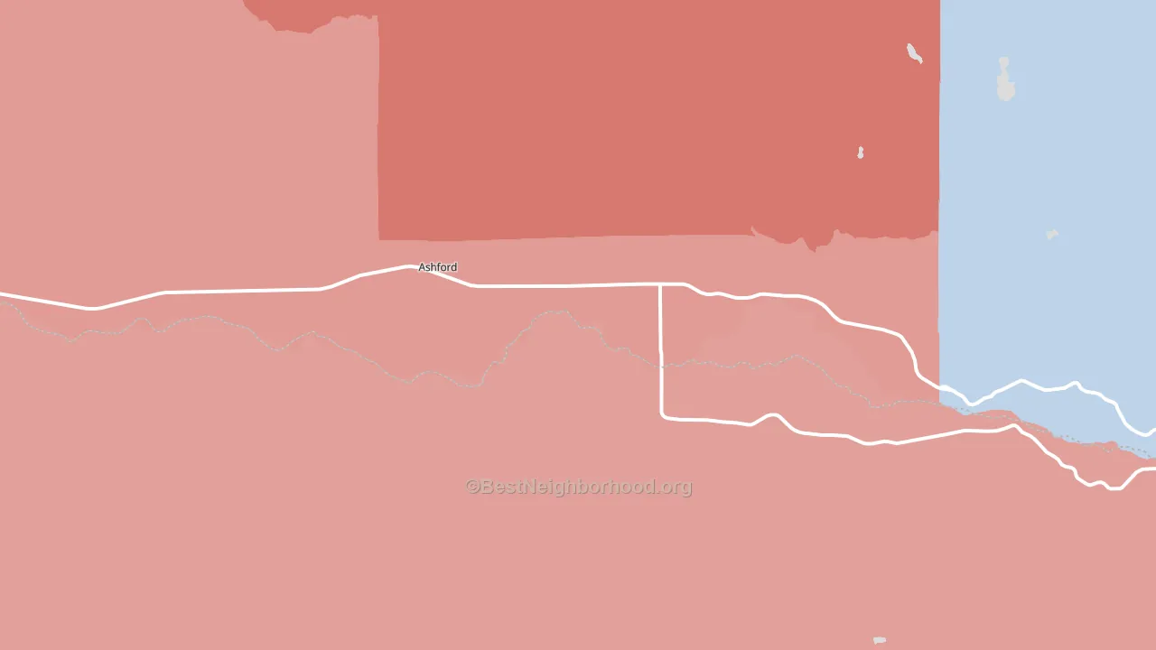 Ashford, WA block-group political-lean map