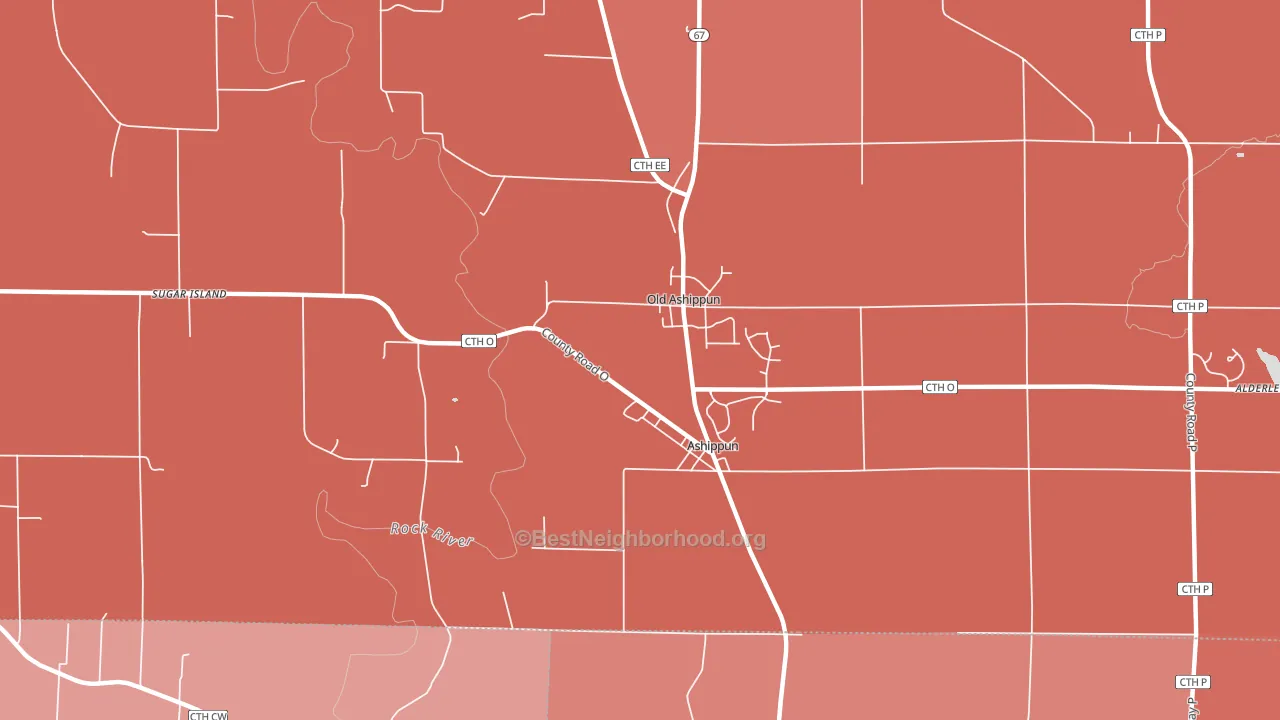 Ashippun, WI block-group political-lean map