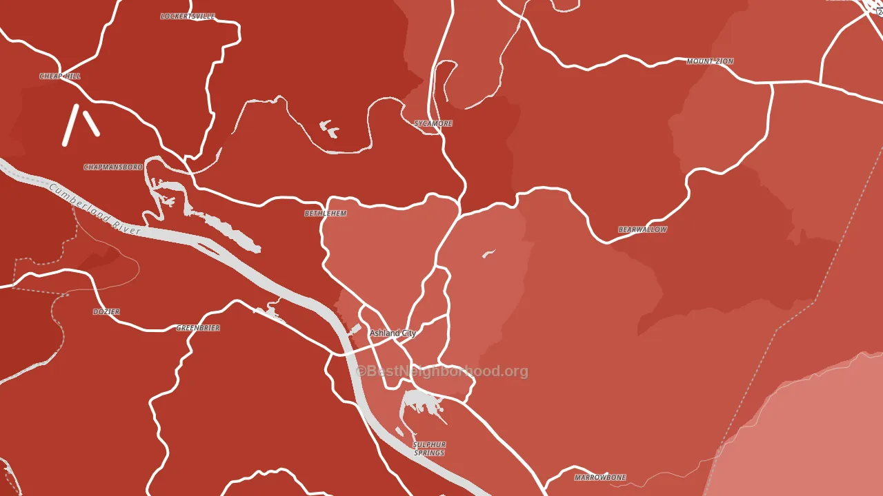 Ashland City, TN block-group political-lean map