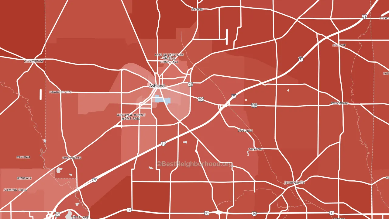 Ashland County, OH block-group political-lean map