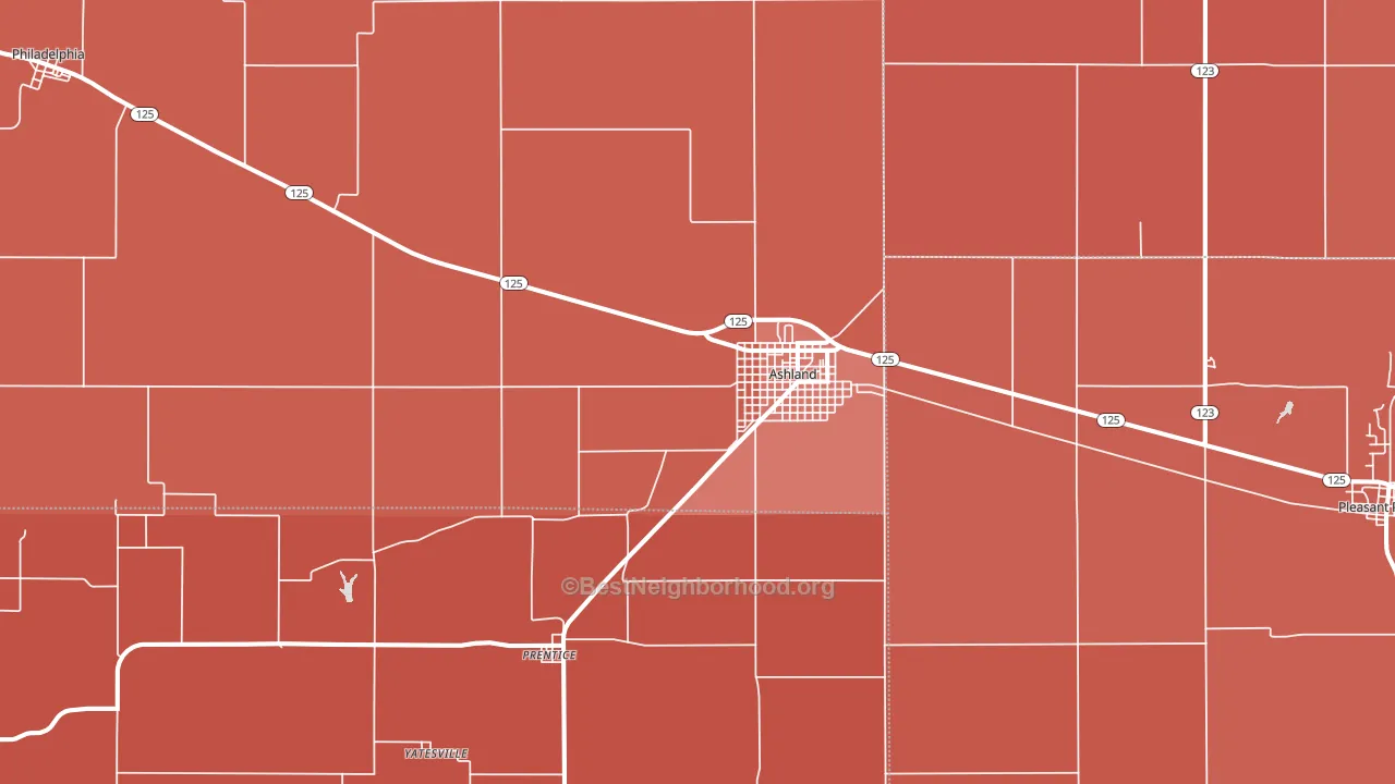 Ashland, IL block-group political-lean map