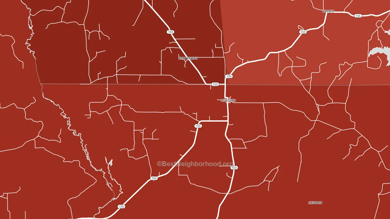 Ashland, LA block-group political-lean map