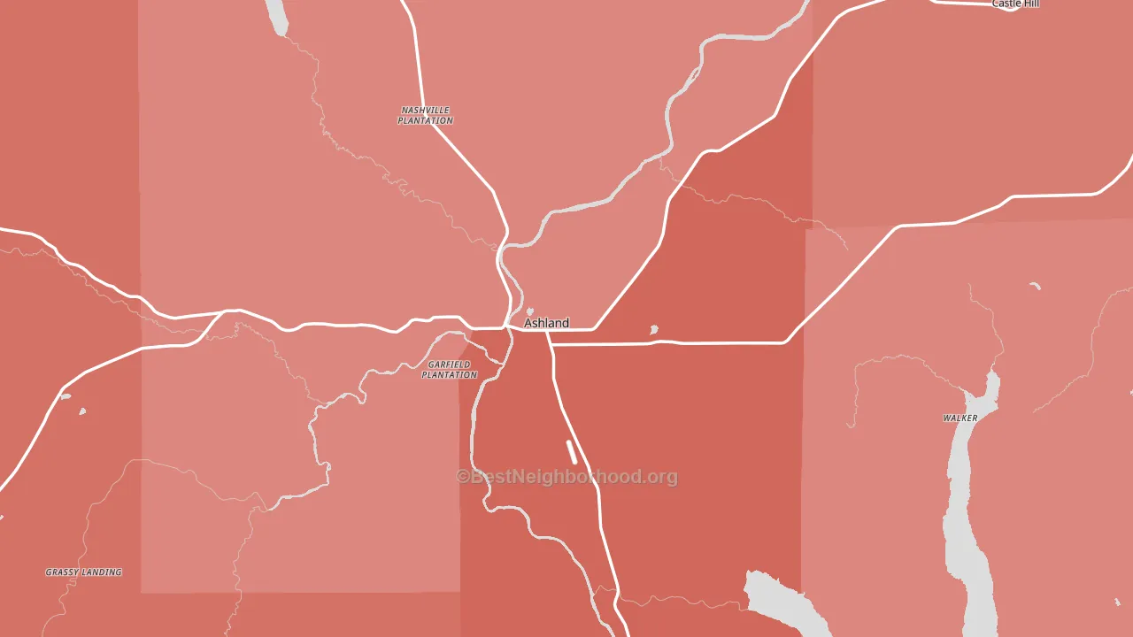 Ashland, ME block-group political-lean map
