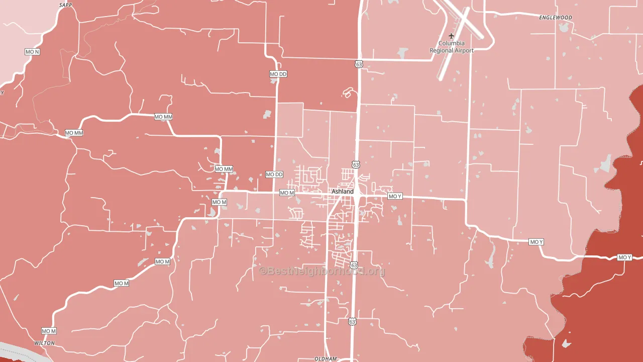 Ashland, MO block-group political-lean map