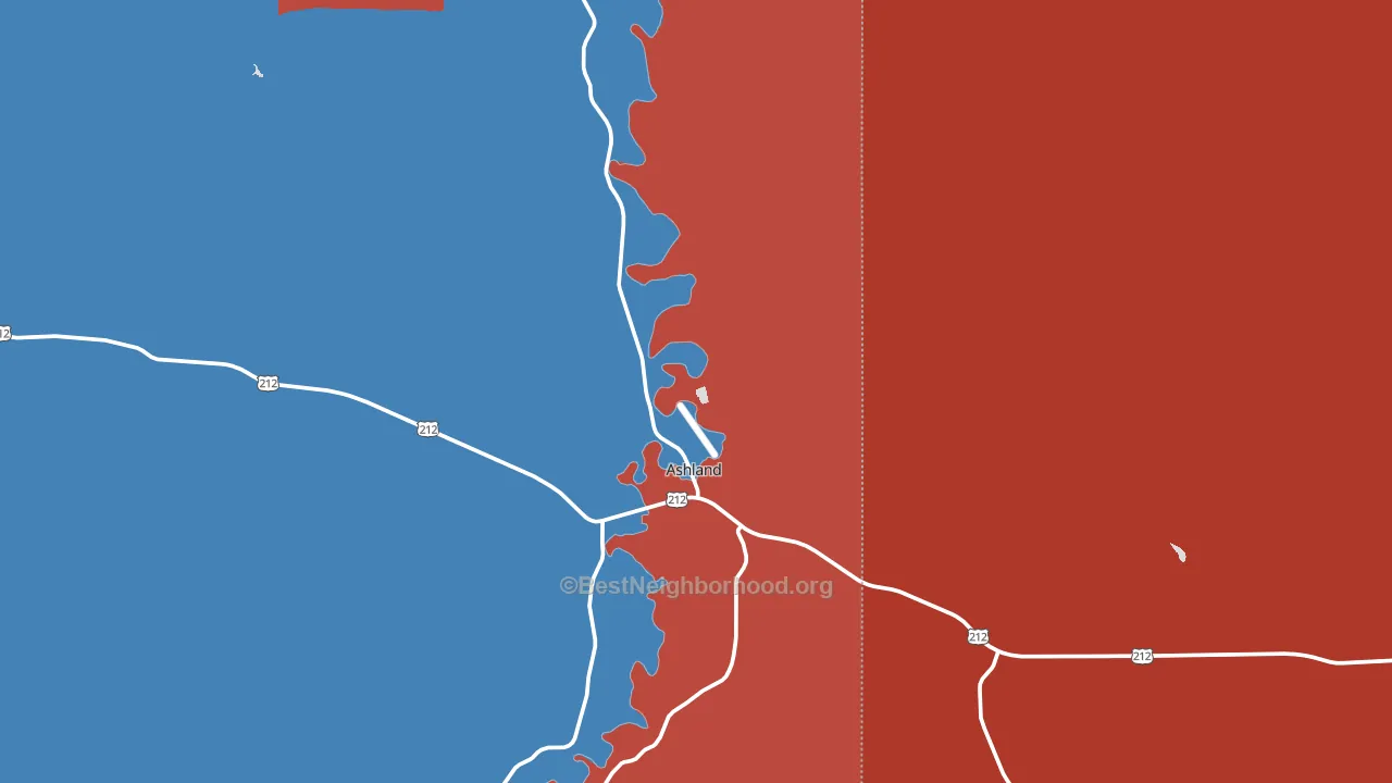 Ashland, MT block-group political-lean map