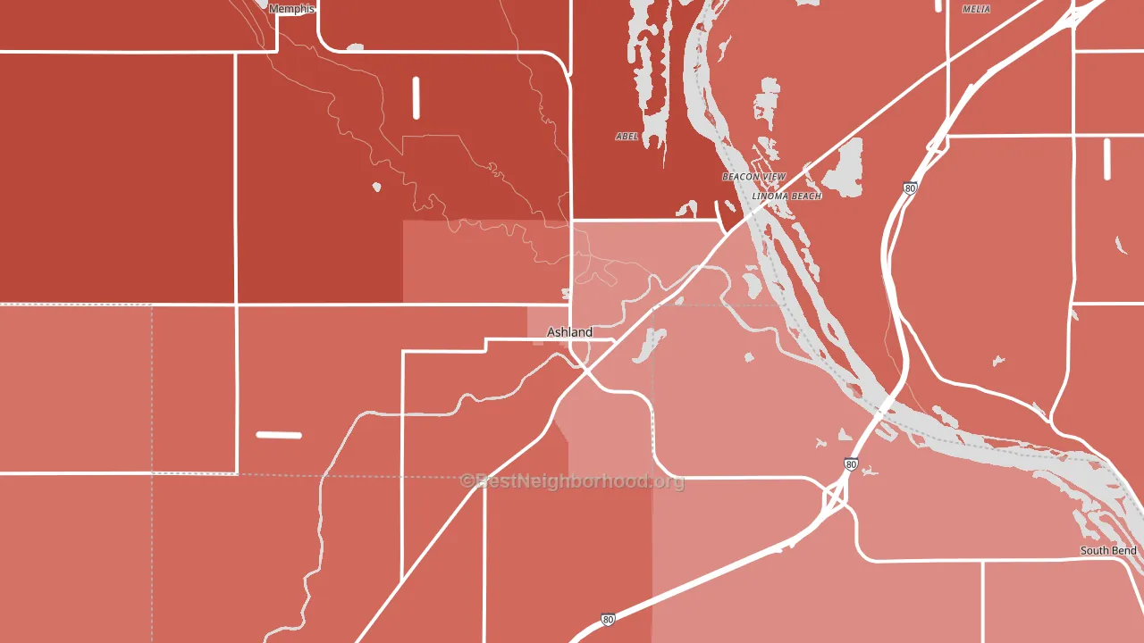 Ashland, NE block-group political-lean map