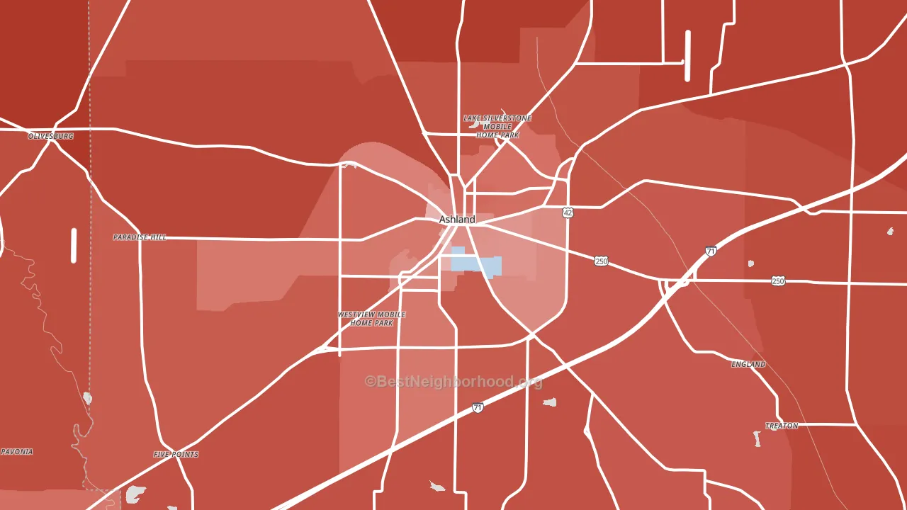 Ashland, OH block-group political-lean map