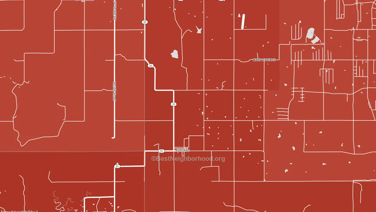 Ashland, OK block-group political-lean map