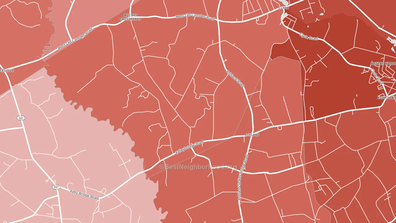 Ashland, SC block-group political-lean map