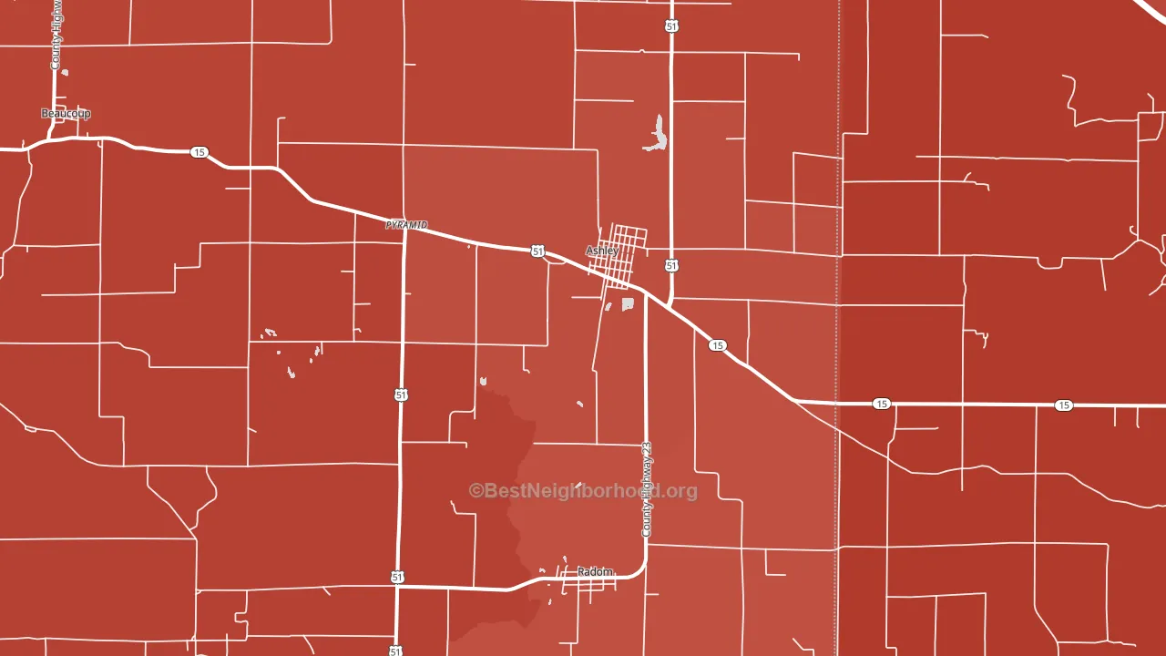 Ashley, IL block-group political-lean map