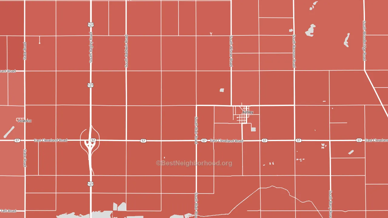 Ashley, MI block-group political-lean map
