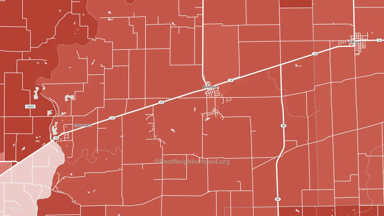 Ashmore, IL block-group political-lean map