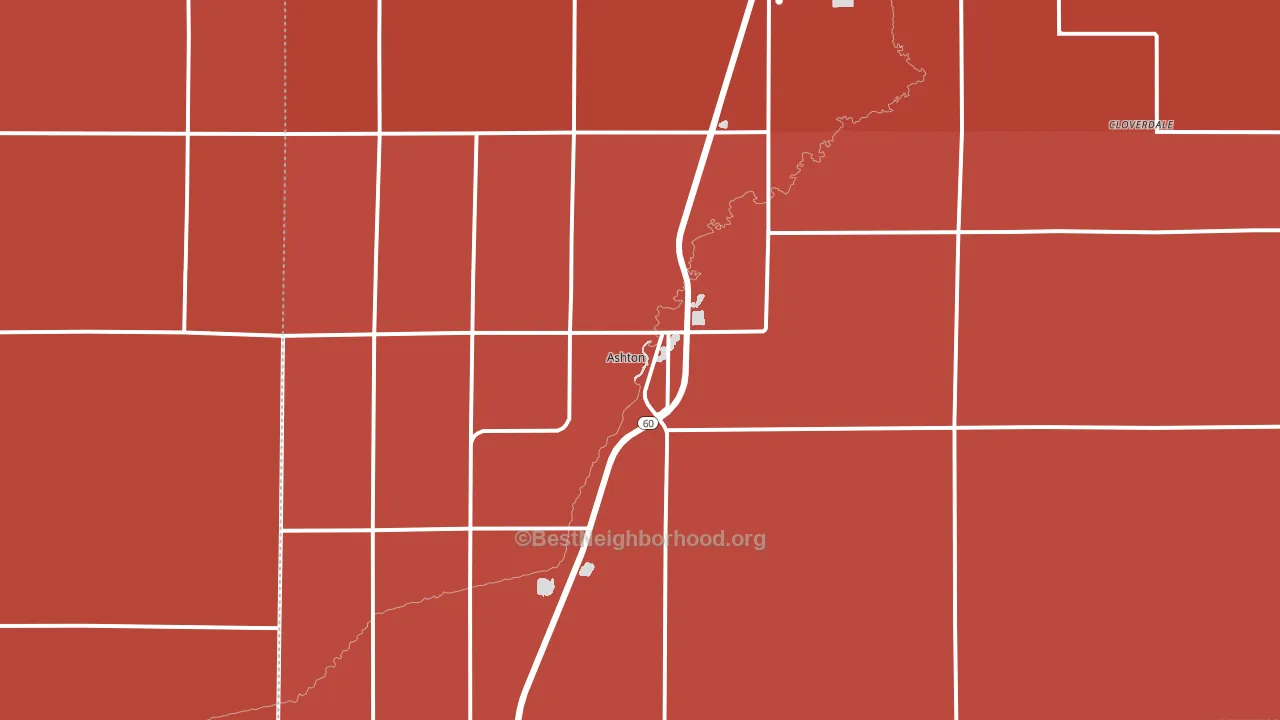 Ashton, IA block-group political-lean map
