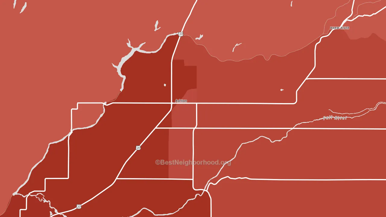 Ashton, ID block-group political-lean map