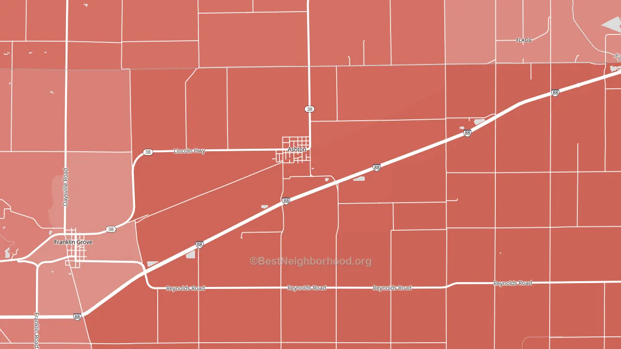 Ashton, IL block-group political-lean map