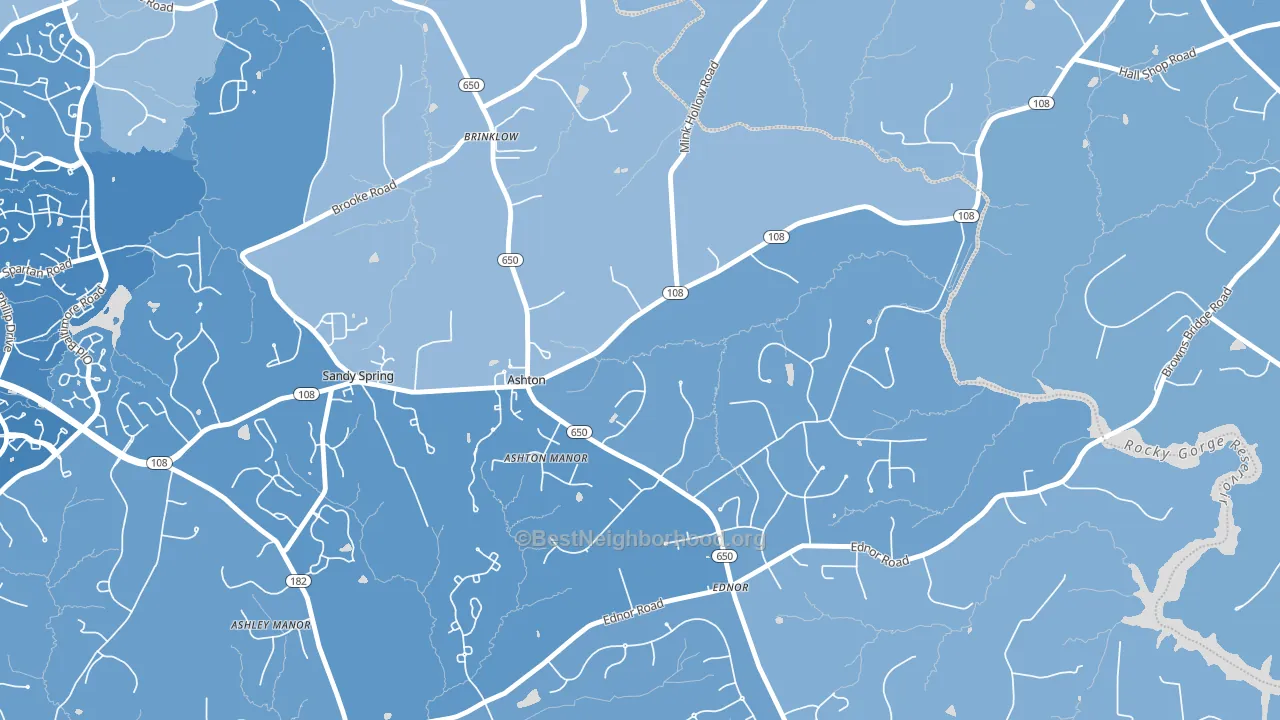 Ashton, MD block-group political-lean map