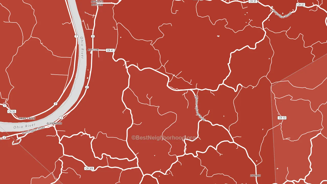 Ashton, WV block-group political-lean map