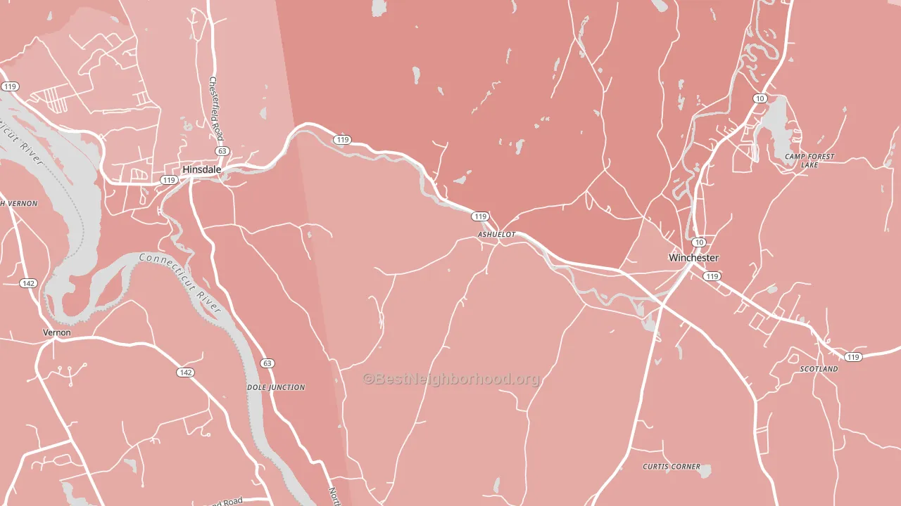 Ashuelot, NH block-group political-lean map
