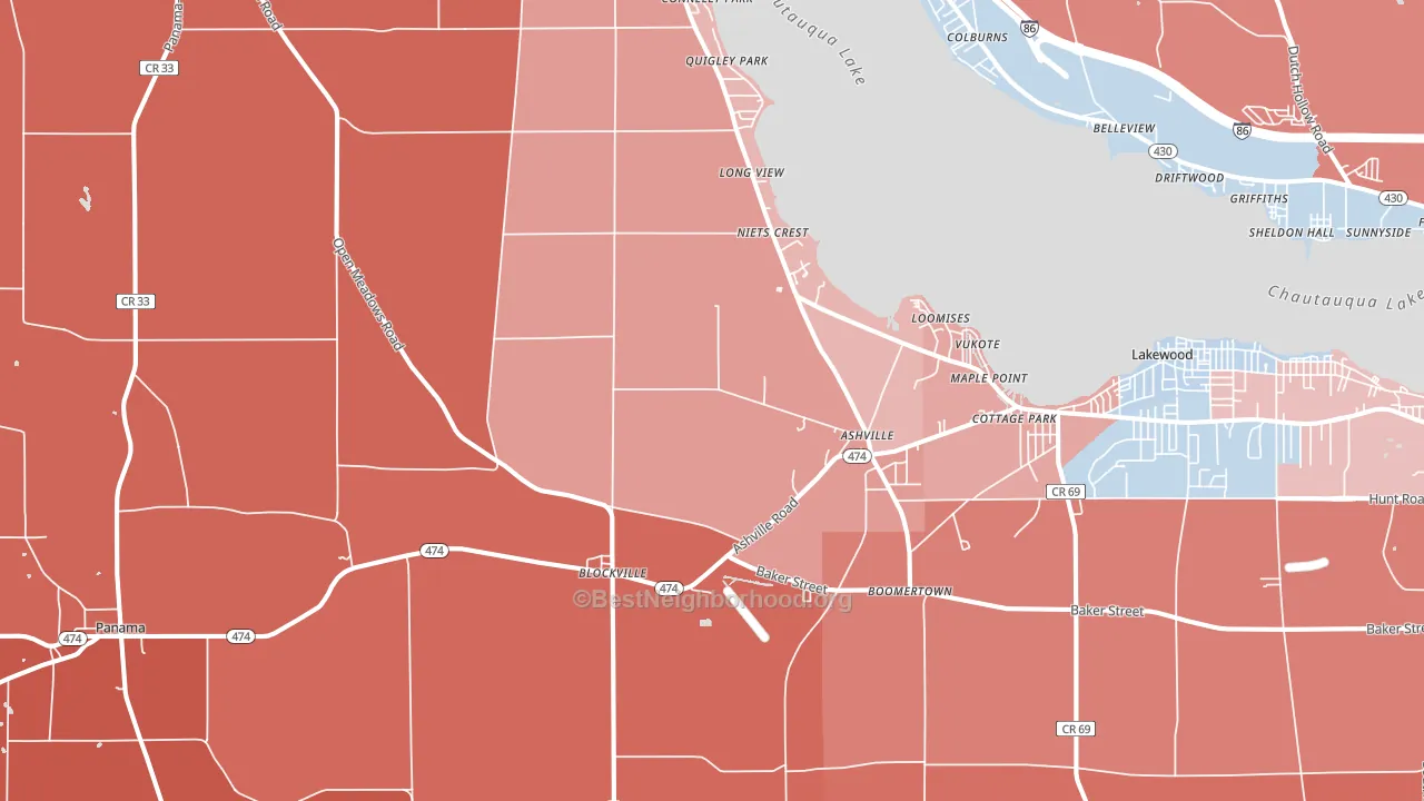 Ashville, NY block-group political-lean map