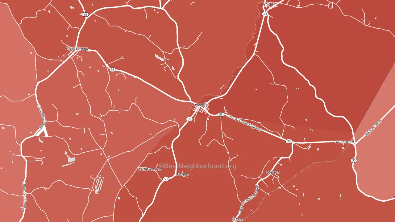 Ashville, PA block-group political-lean map