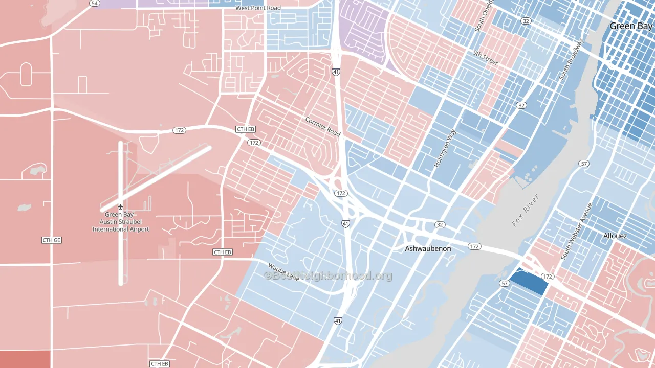 Ashwaubenon, WI block-group political-lean map