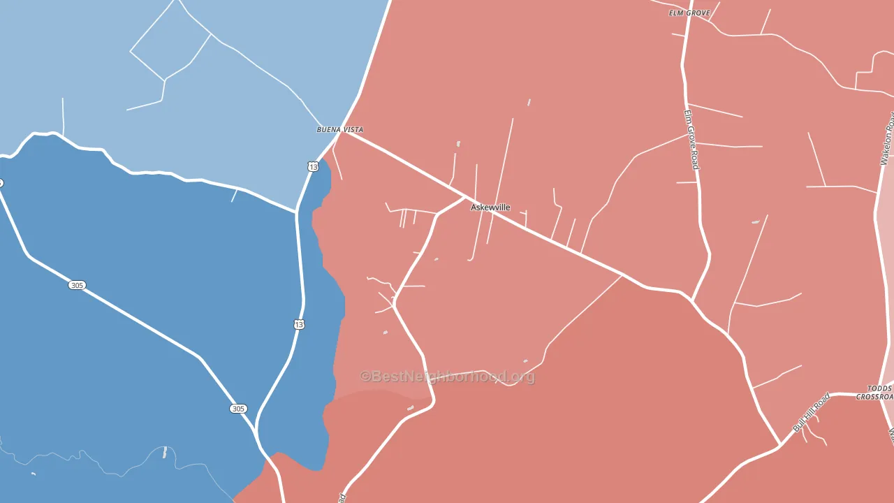 Askewville, NC block-group political-lean map