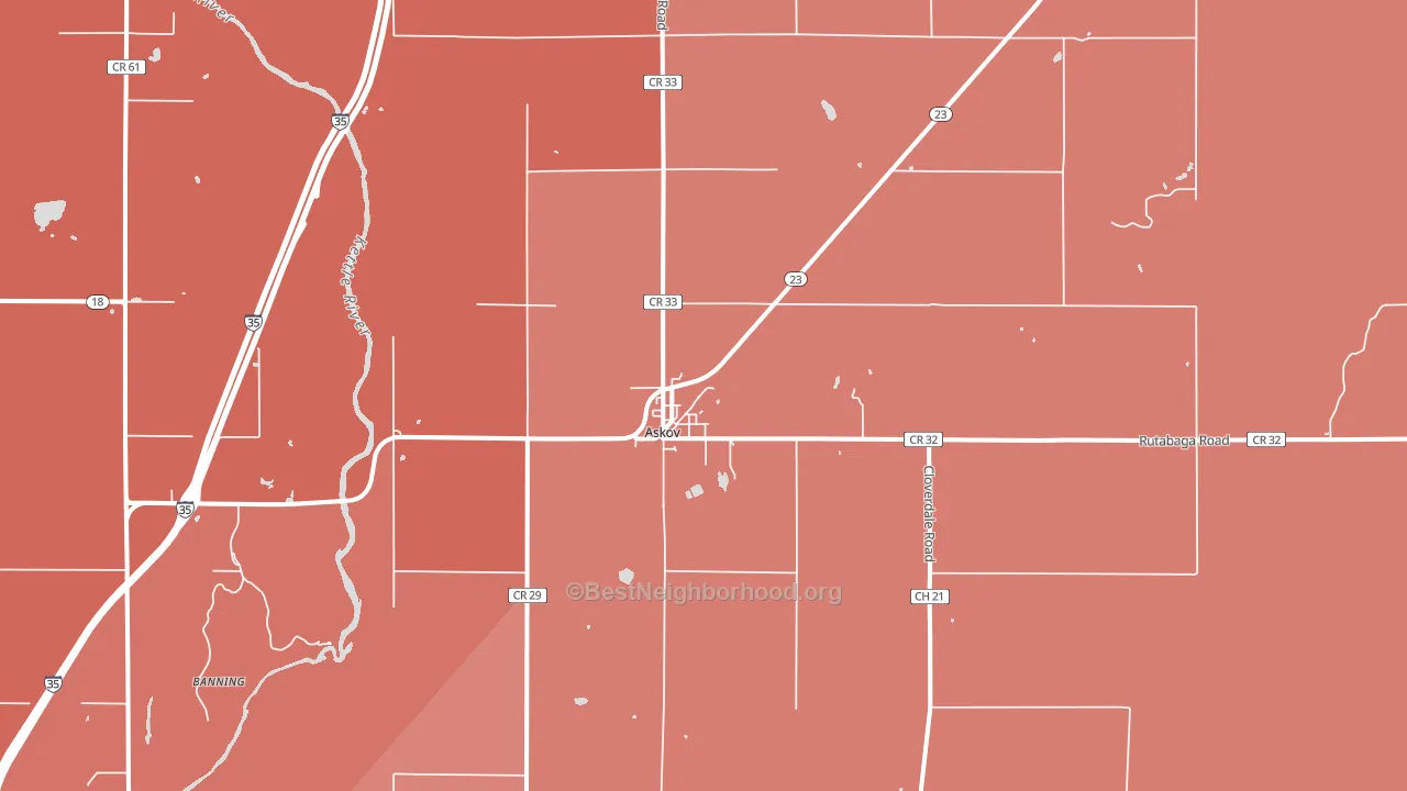 Askov, MN block-group political-lean map