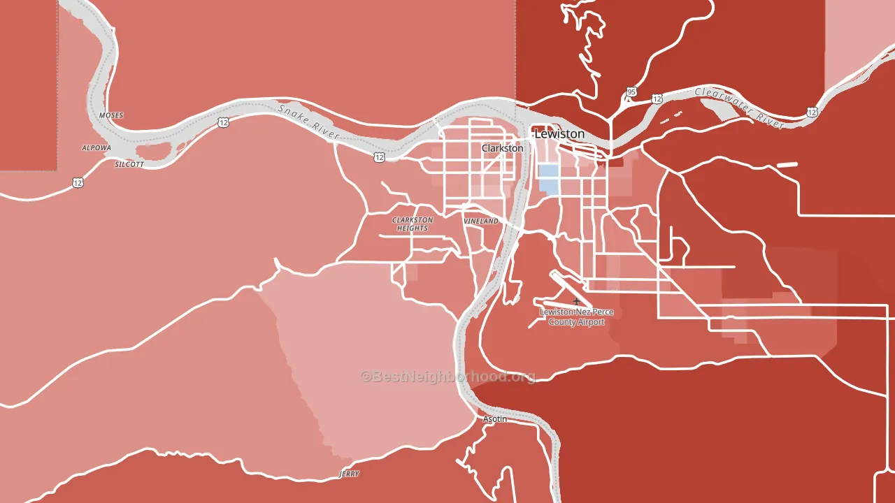 Asotin County, WA block-group political-lean map
