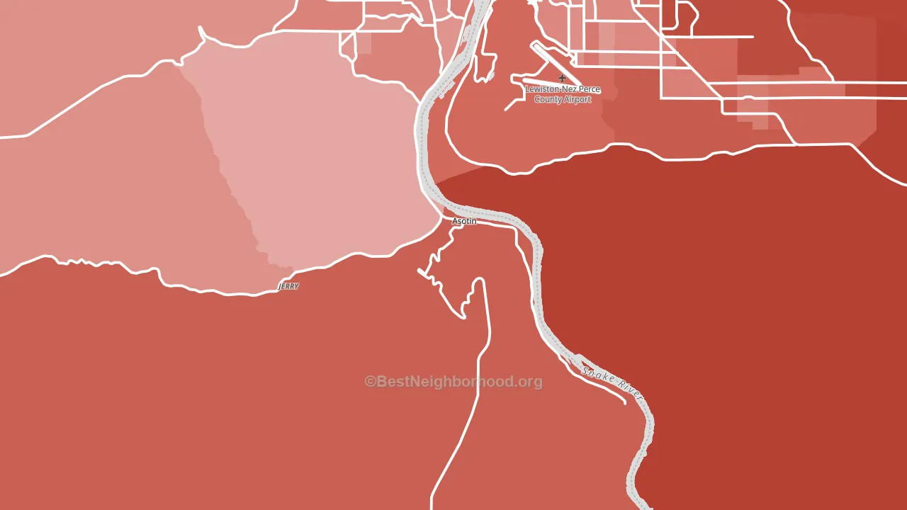 Asotin, WA block-group political-lean map