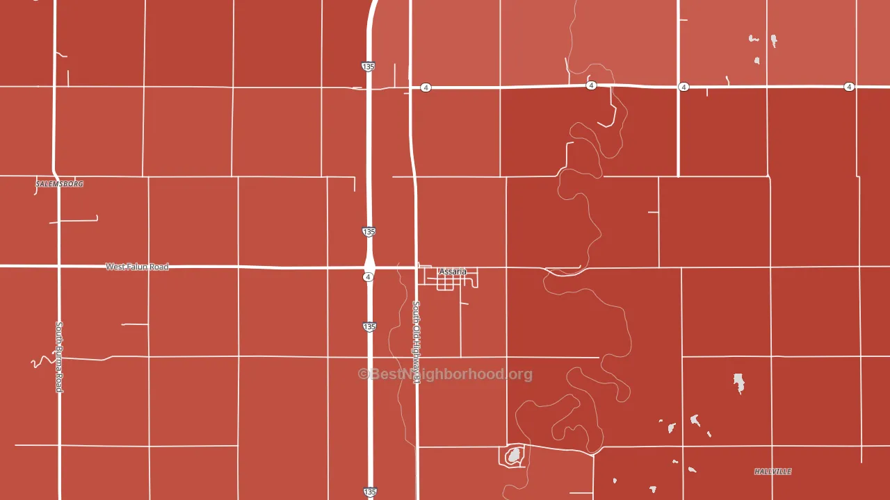 Assaria, KS block-group political-lean map