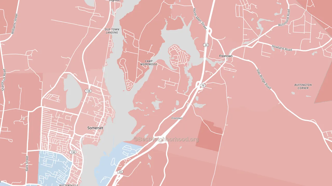 Assonet Bay Shores, MA block-group political-lean map
