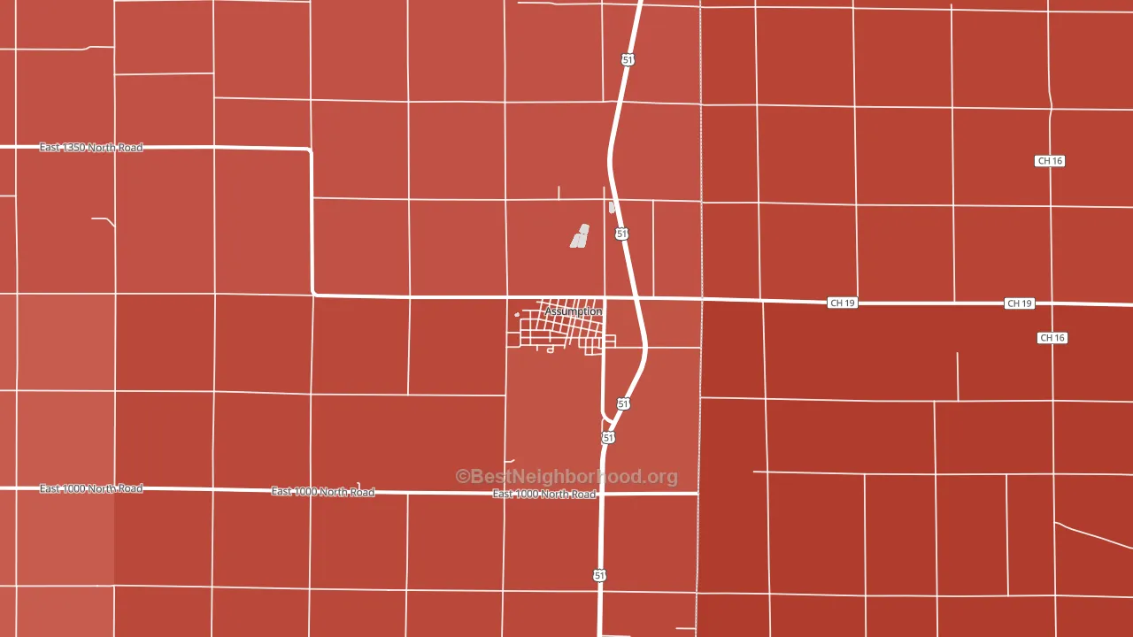 Assumption, IL block-group political-lean map