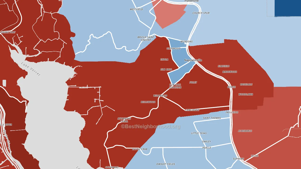 Assumption Parish, LA block-group political-lean map