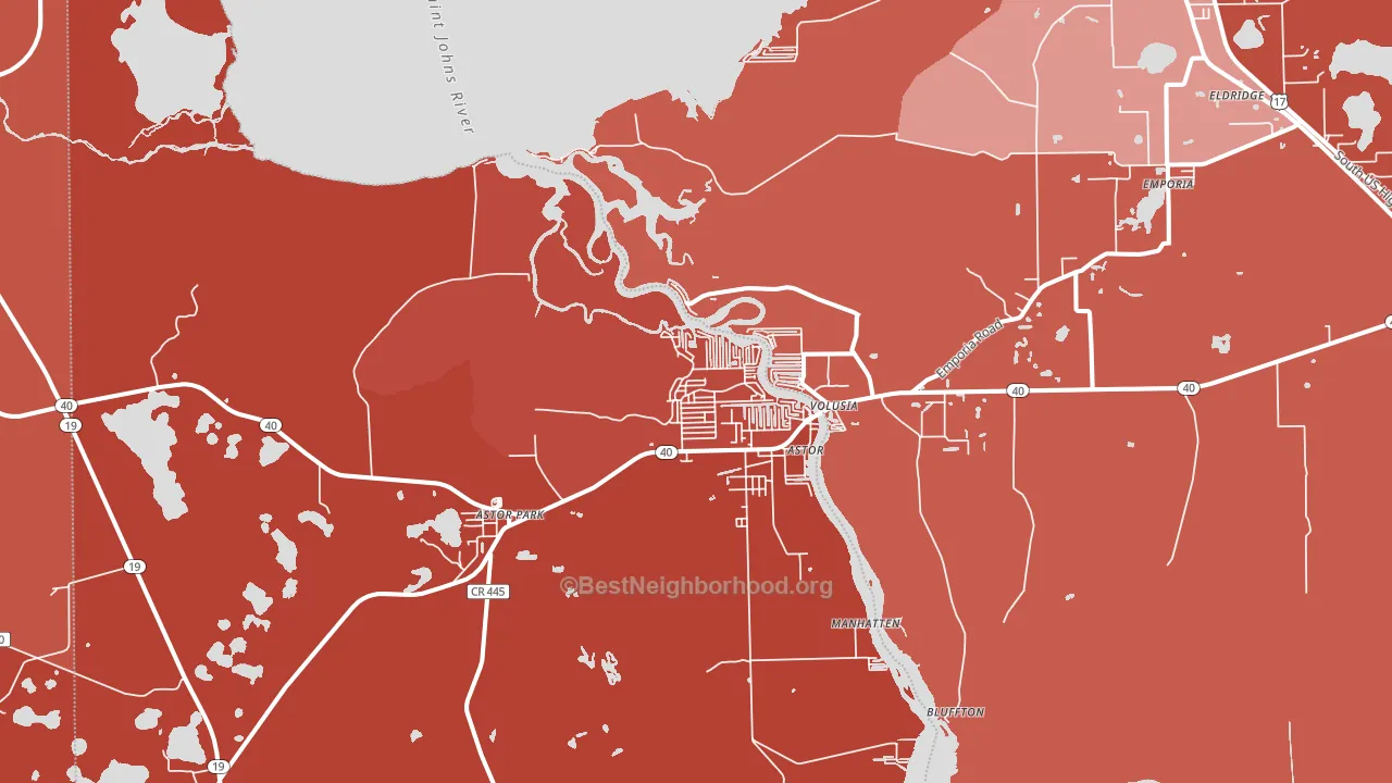 Astor, FL block-group political-lean map