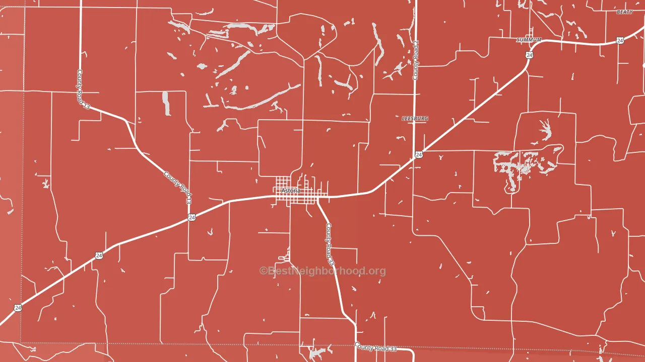 Astoria, IL block-group political-lean map