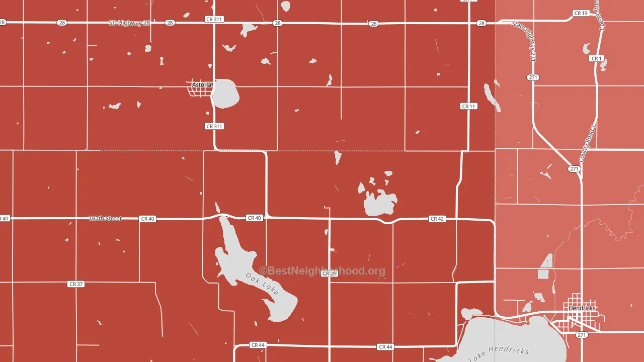 Astoria, SD block-group political-lean map