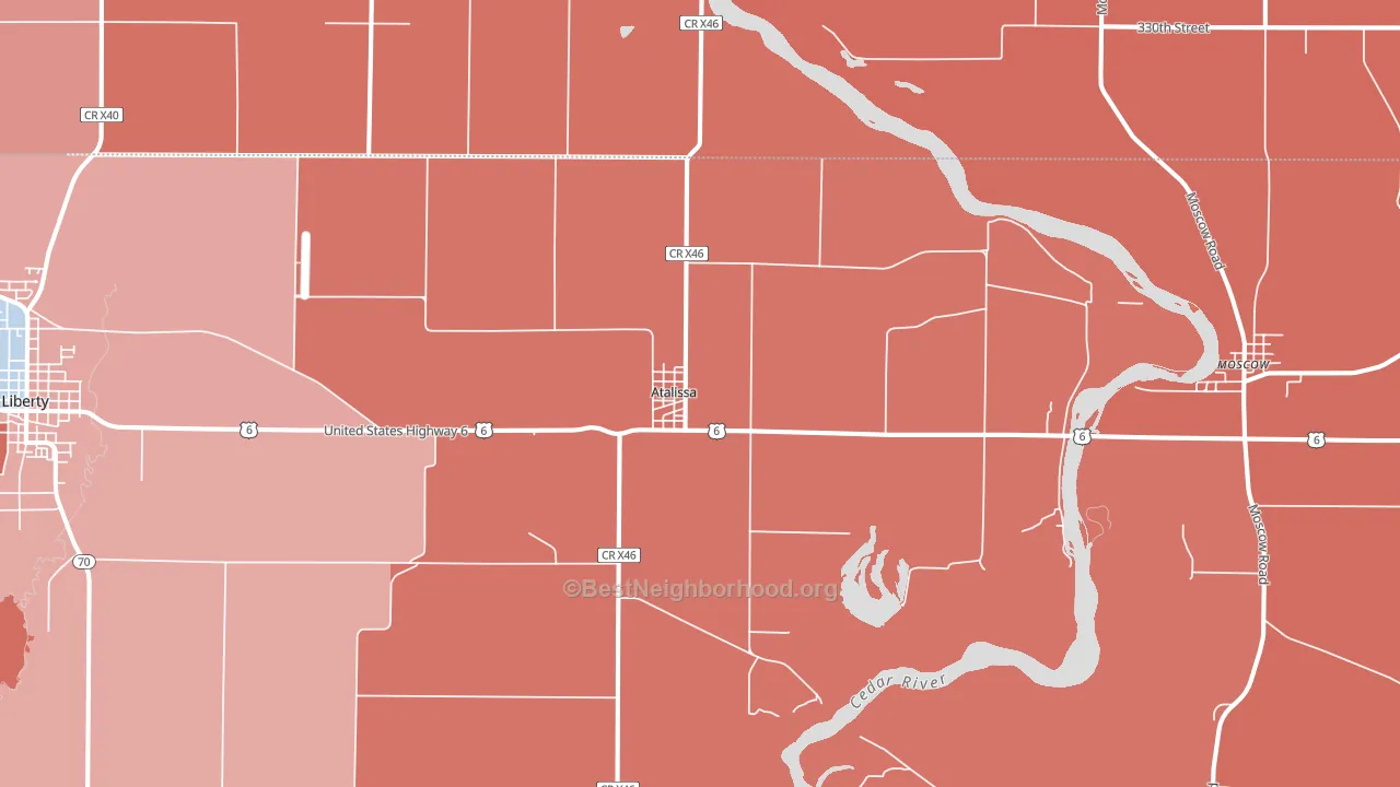 Atalissa, IA block-group political-lean map