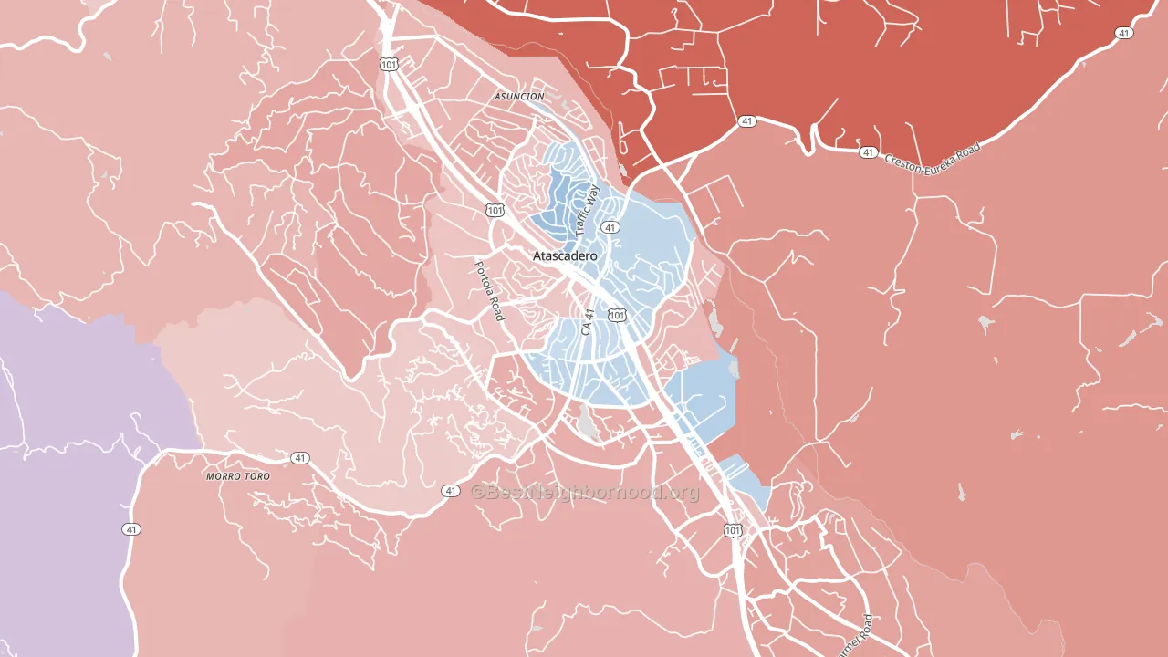 Atascadero, CA block-group political-lean map