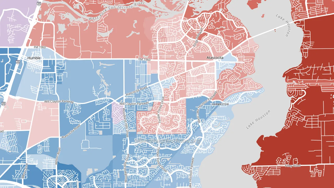 Atascocita, TX block-group political-lean map