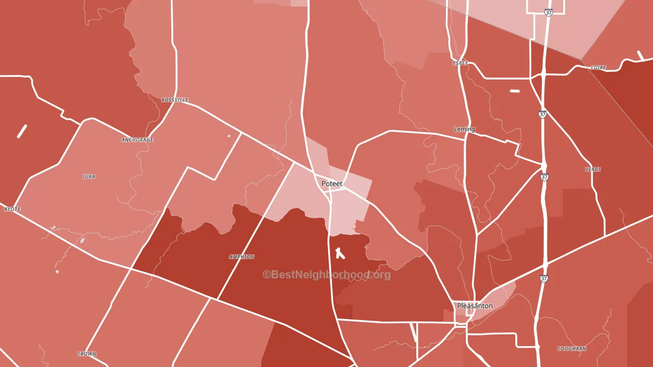 Atascosa County, TX block-group political-lean map