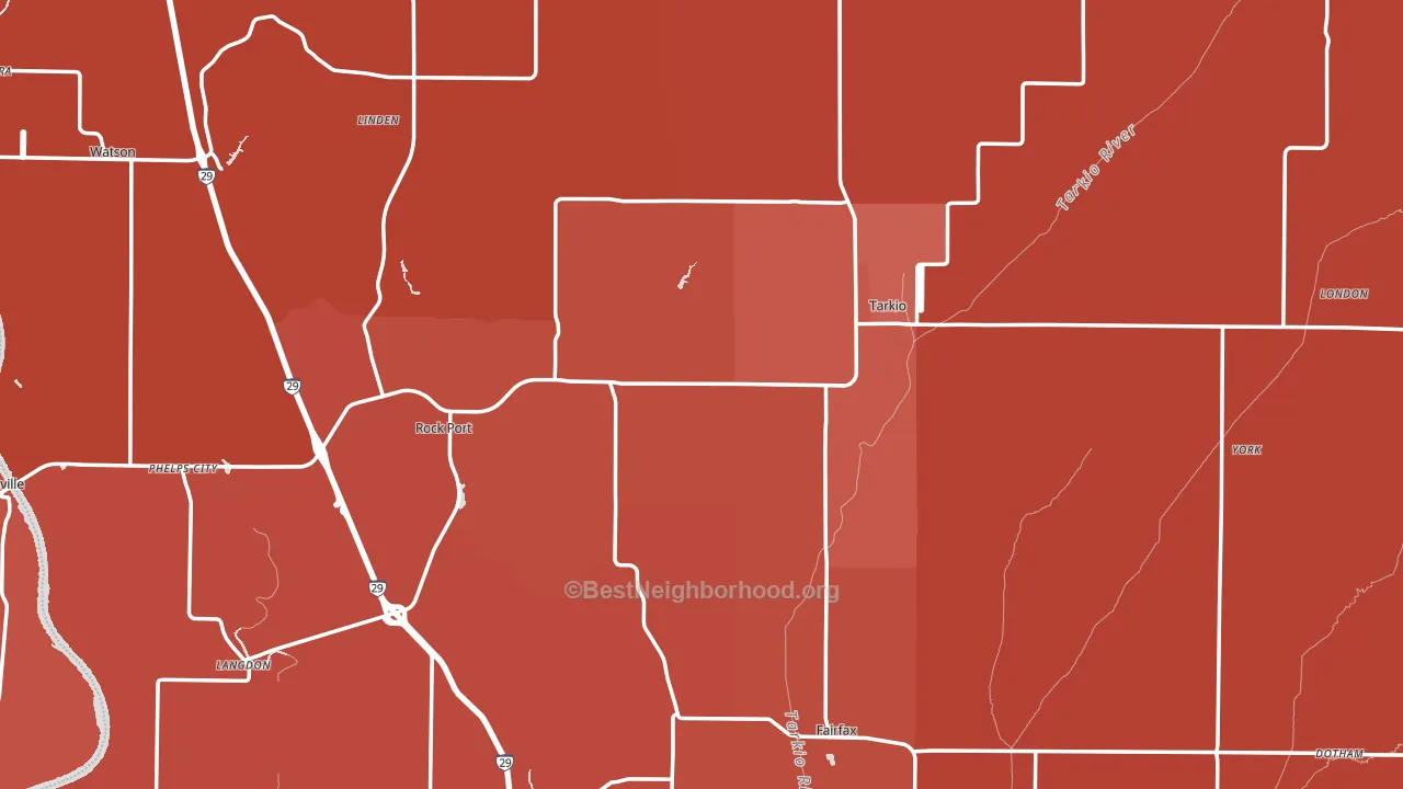 Atchison County, MO block-group political-lean map