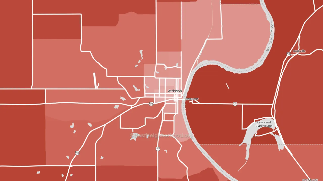 Atchison, KS block-group political-lean map