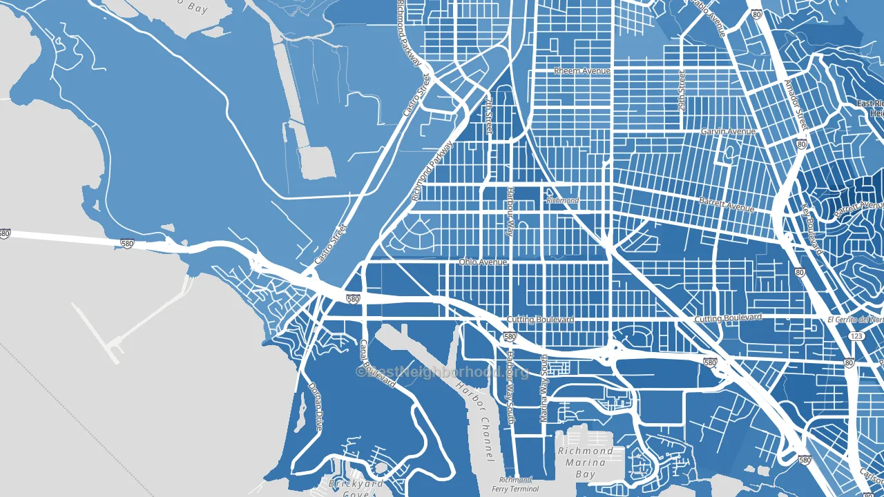Atchison Woods, Richmond, CA block-group political-lean map