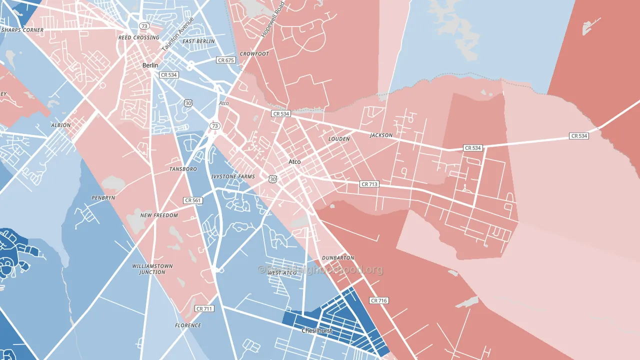 Atco, NJ block-group political-lean map